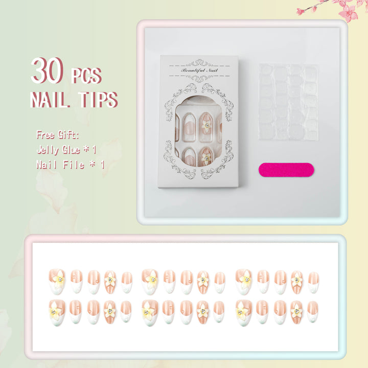 Acrylic nail set with elegant floral design Stornfield