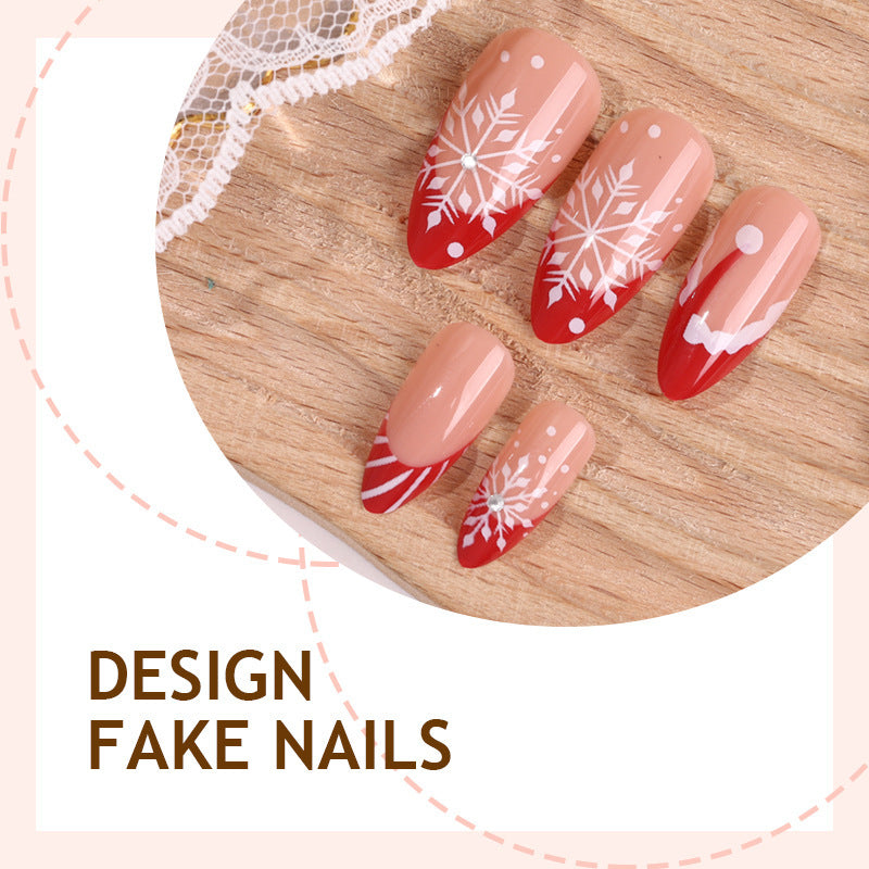 Creative acrylic nail set with festive snowflake design Stornfield