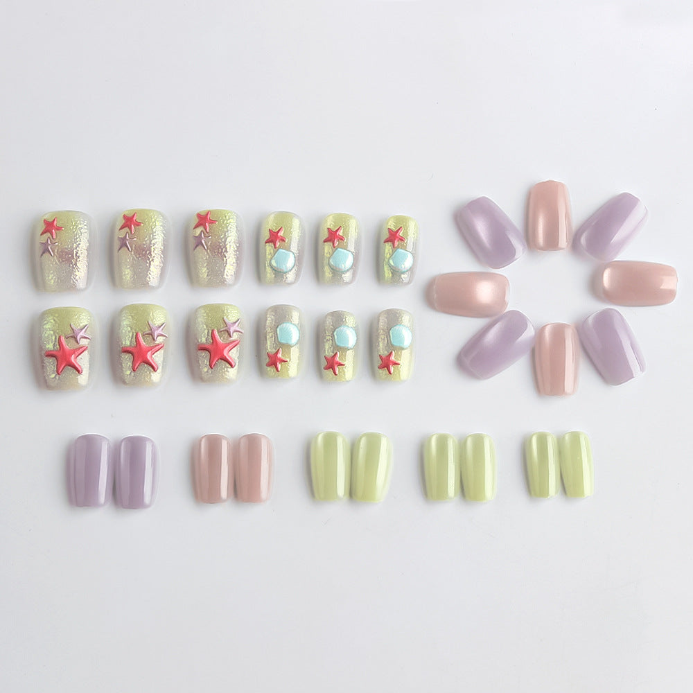 Artistic Beach-Inspired Press-On Nails Stornfield