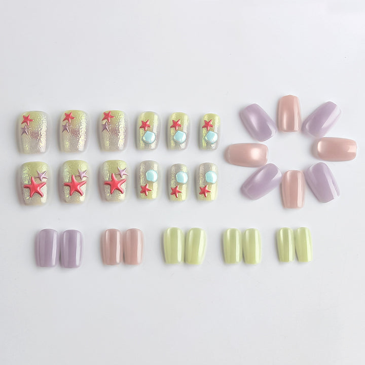 Artistic Beach-Inspired Press-On Nails Stornfield