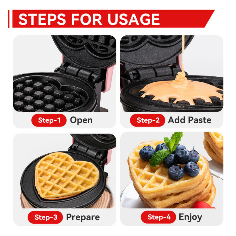 Heart-Shaped Mini Waffle Maker Stornfield