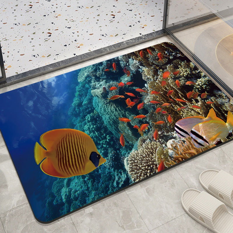 Coastal Ocean-Themed Decorative Floor Mat