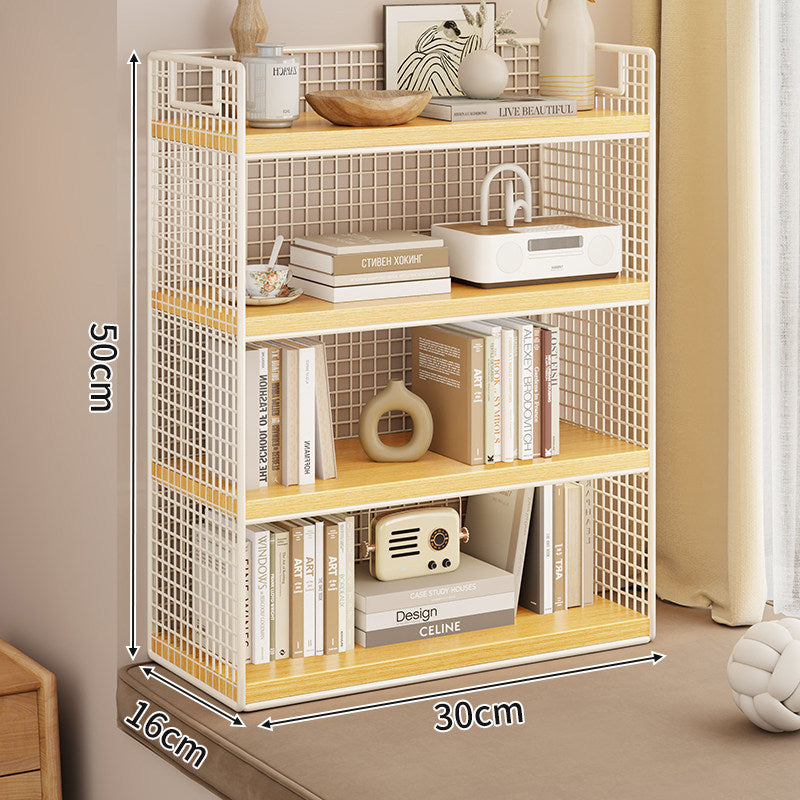 Tiered Metal Grid Countertop Display Shelf Organizer with Open Mesh Panels