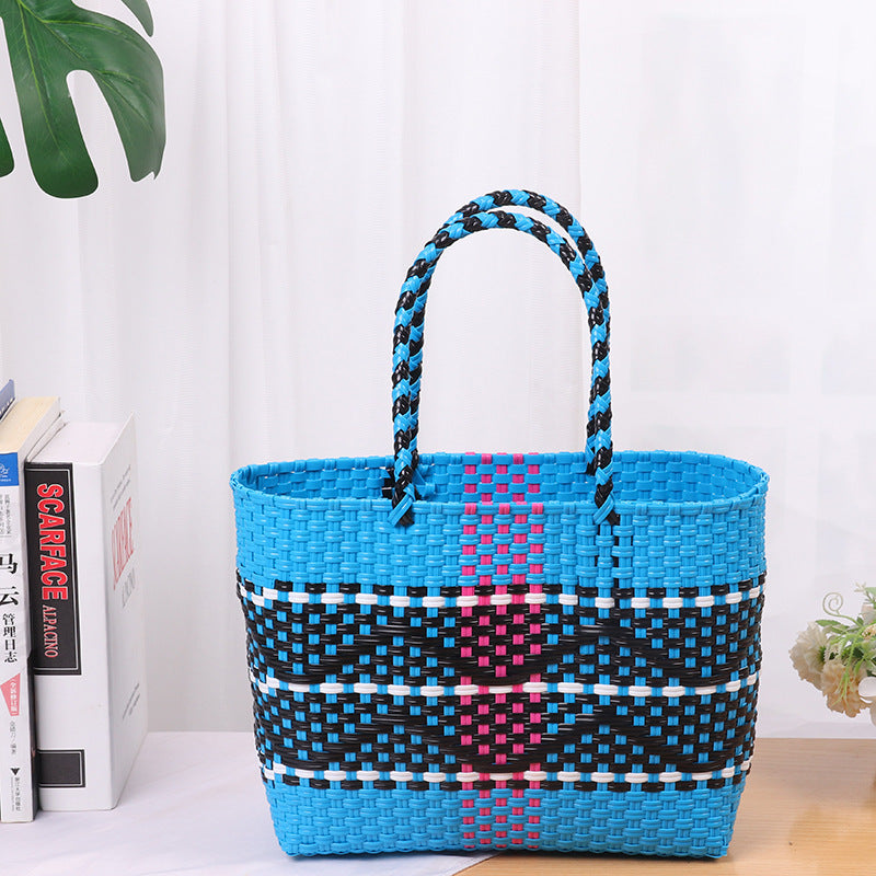 Handcrafted beach bag with colorful wave pattern Stornfield