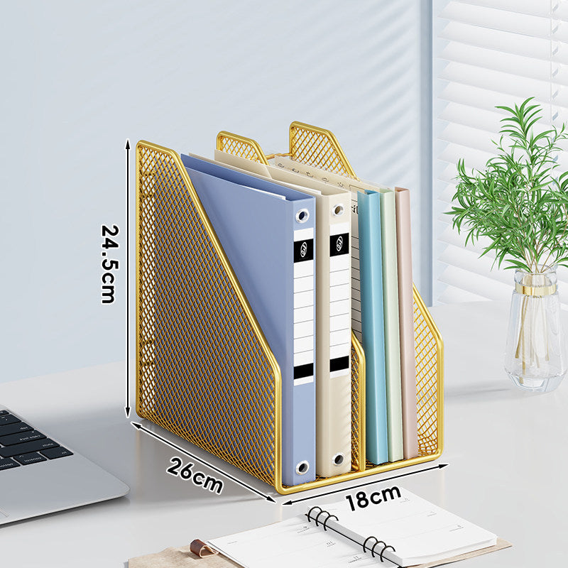 Mesh Desktop Vertical File and Folder Organizer Rack with Wide Slots and Non-Slip Base