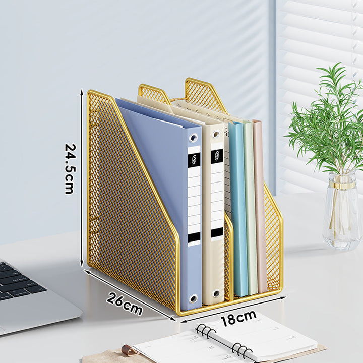 Mesh Desktop Vertical File and Folder Organizer Rack with Wide Slots and Non-Slip Base