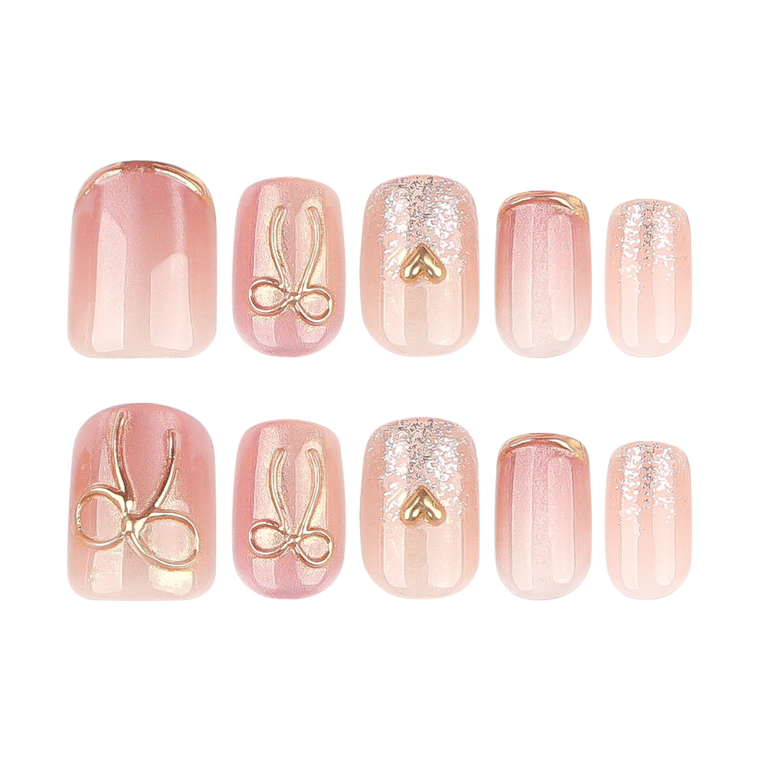 Glamorous acrylic nails with elegant gold design Stornfield