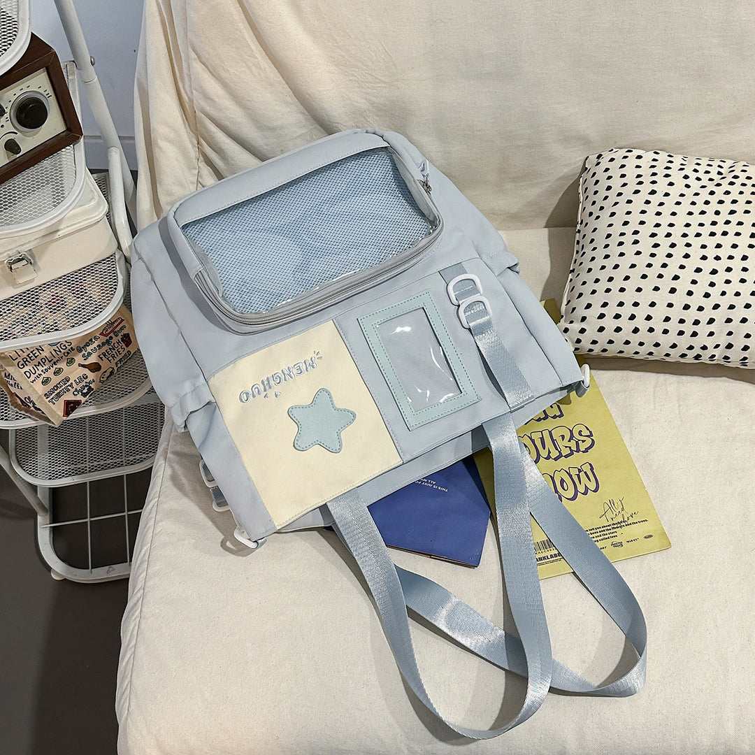 Structured Casual Backpack with Transparent Pocket Stornfield
