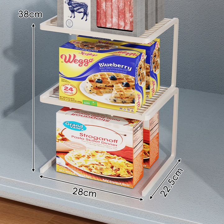 Compact Three Tier Slatted Metal Countertop Pantry Organizer