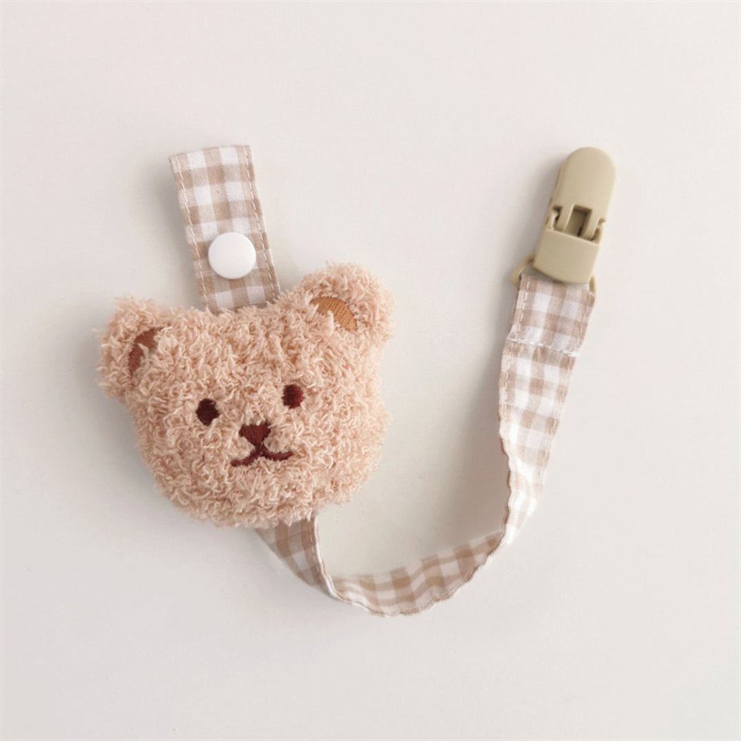 Floral Fabric Pacifier Clip with Gingham Cotton Strap