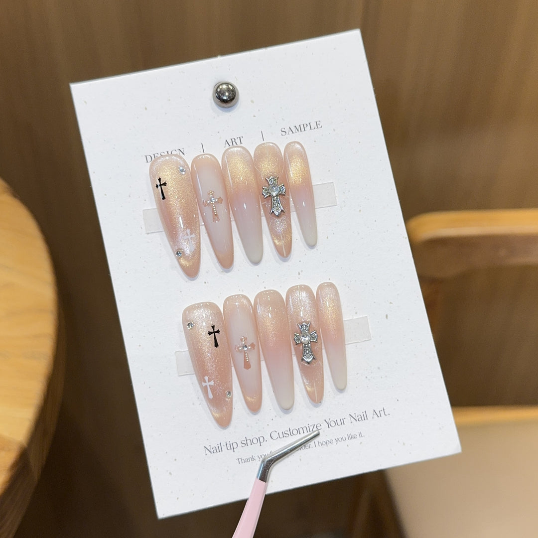 Artificial Nails in Elegant Cross Design Stornfield