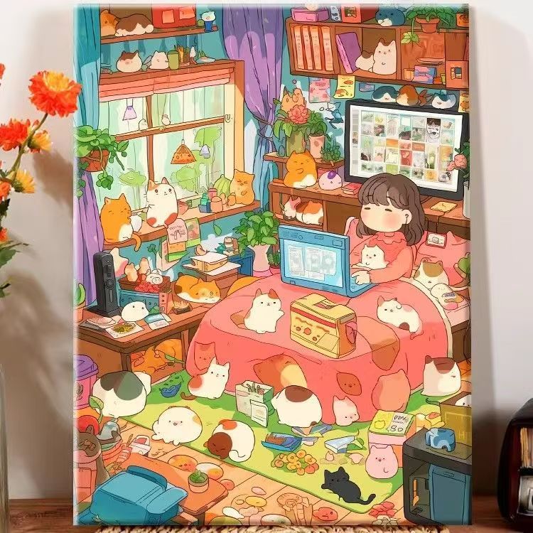 Playful Illustrated Bedroom Decor Canvas Art Stornfield