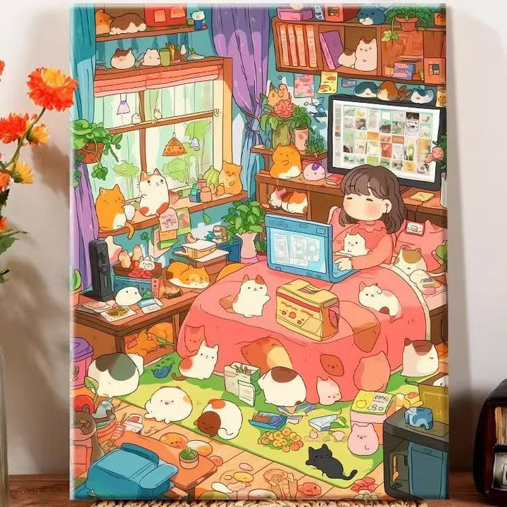 Playful Illustrated Bedroom Decor Canvas Art Stornfield