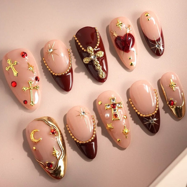 Acrylic nail set with glamorous design and luxurious accents Stornfield