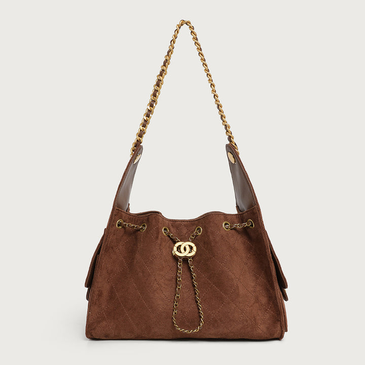 Stylish Suede Drawstring Shoulder Bag