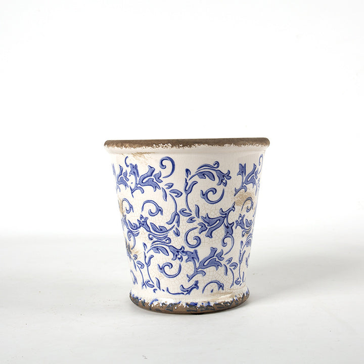 Decorative ceramic flower pot with floral design Stornfield