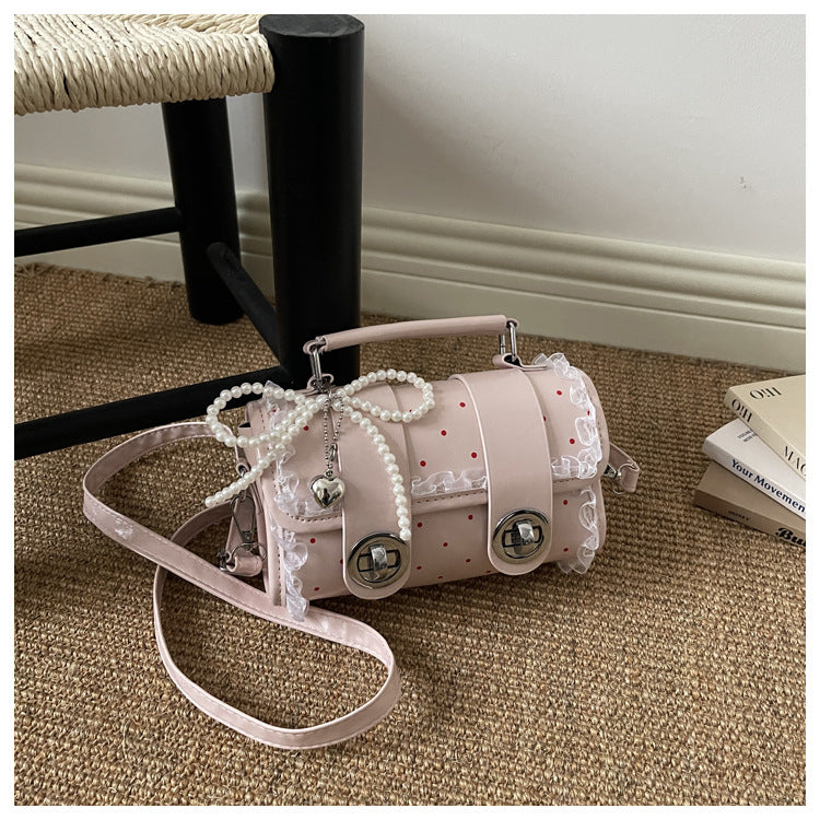 Dot-Patterned Handheld Crossbody Bag