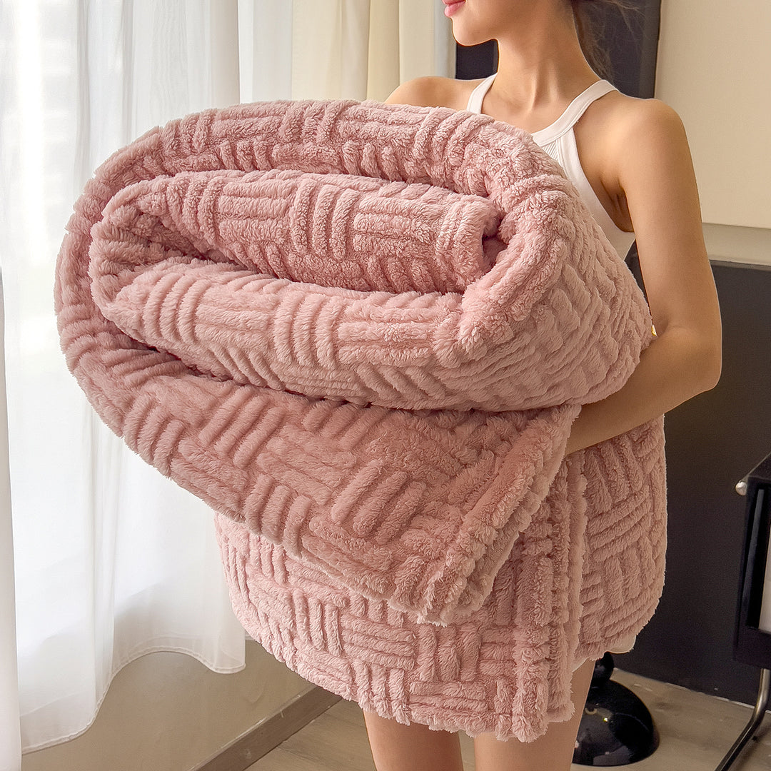 Textured Plush Throw Blanket