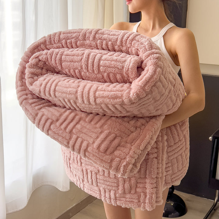 Textured Plush Throw Blanket
