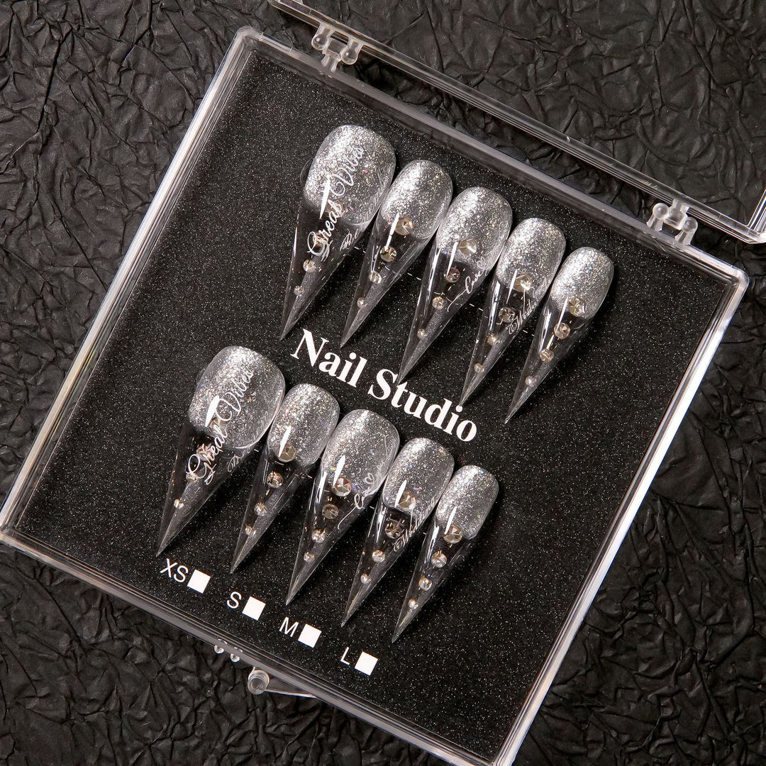 Glamorous Stiletto Press-On Nail Set with Gem Accents  1791254959