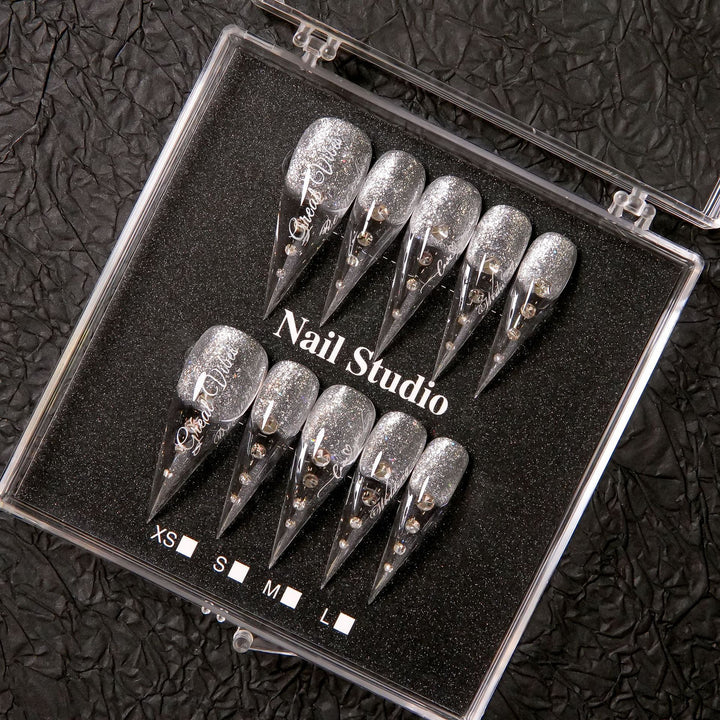 Glamorous Stiletto Press-On Nail Set with Gem Accents  1791254959