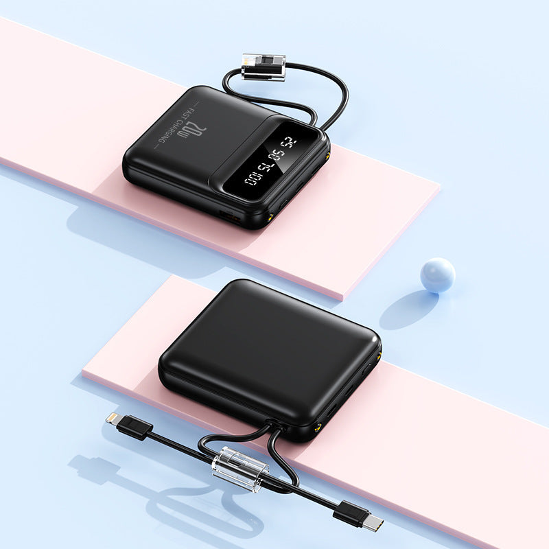 Portable power bank with integrated charging cable and digital display Stornfield