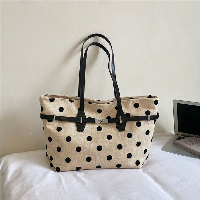 Polka Dot Canvas Tote Bag