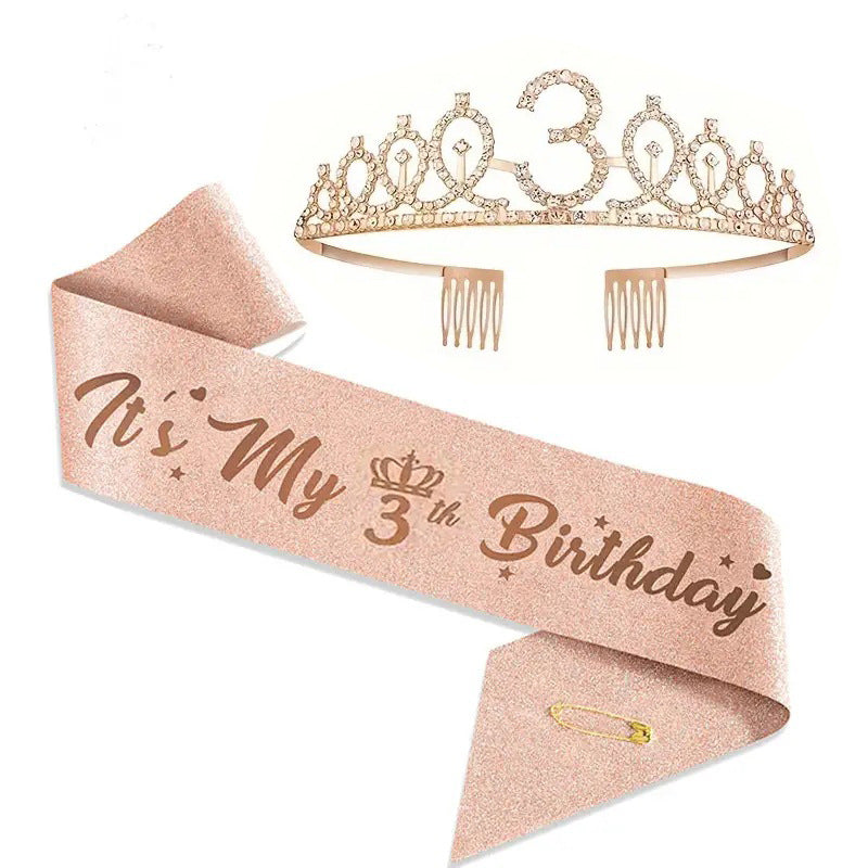 Women Glittering Tiaras with Festive Birthday Banner Stornfield