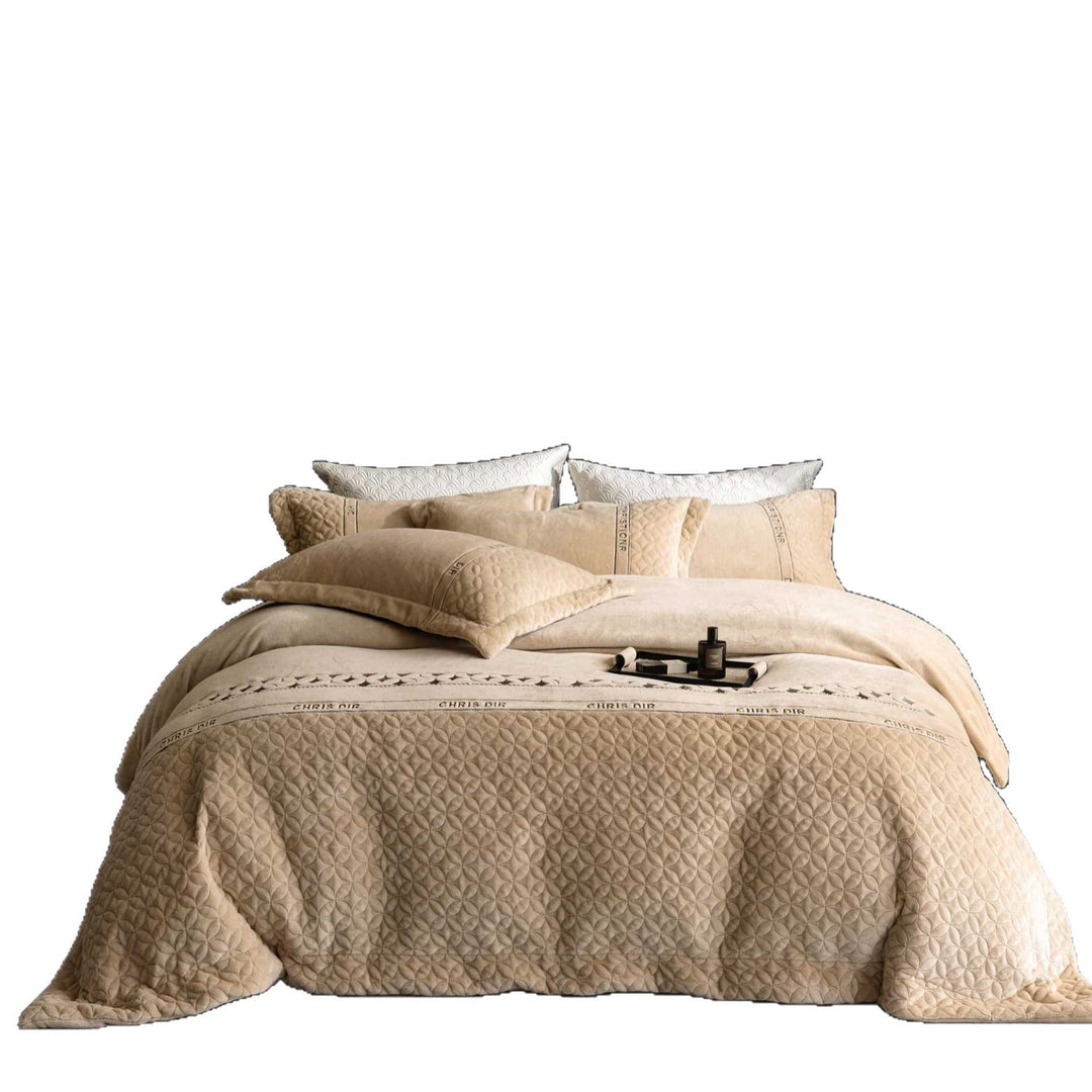 Plush Quilted Velvet Luxury Duvet Cover Set with Decorative Shams