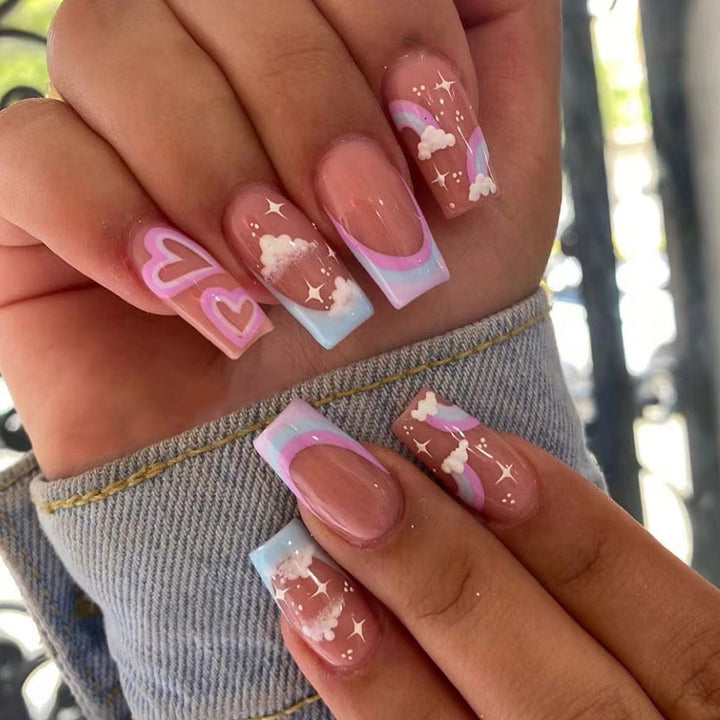 Creative Nail Art with Heart and Cloud Design Stornfield