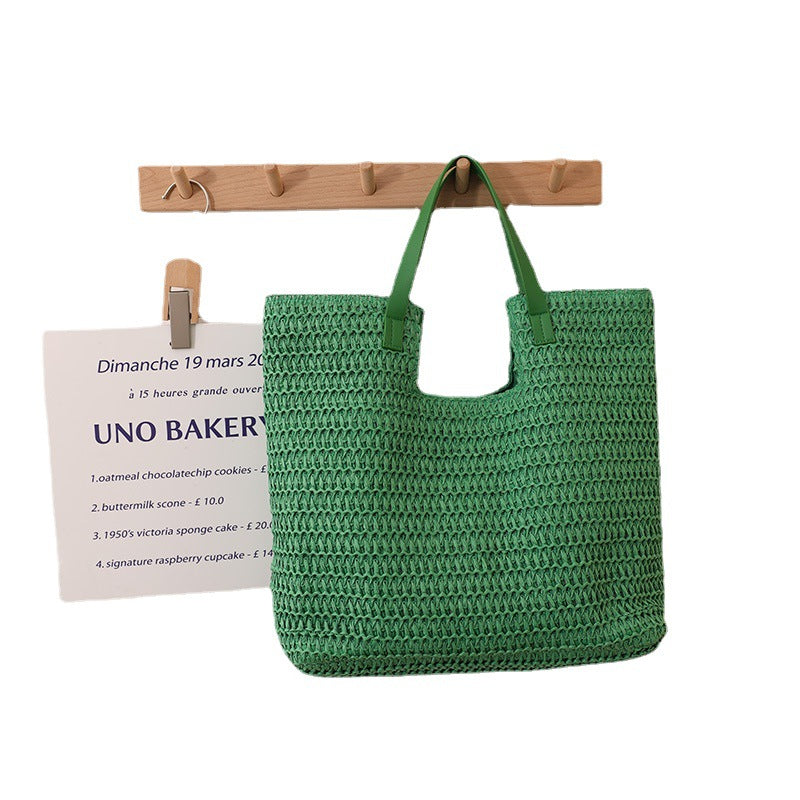 Elegant Woven Tote Bag with Sturdy Leather Handles Stornfield