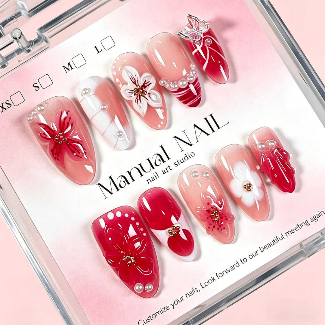 Decorative Floral Press-On Nail Art Collection Stornfield