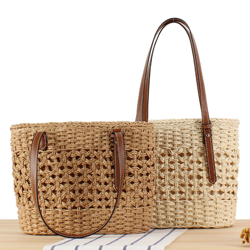 Handbag Made of Handwoven Braid with Sturdy Leather Handles Stornfield