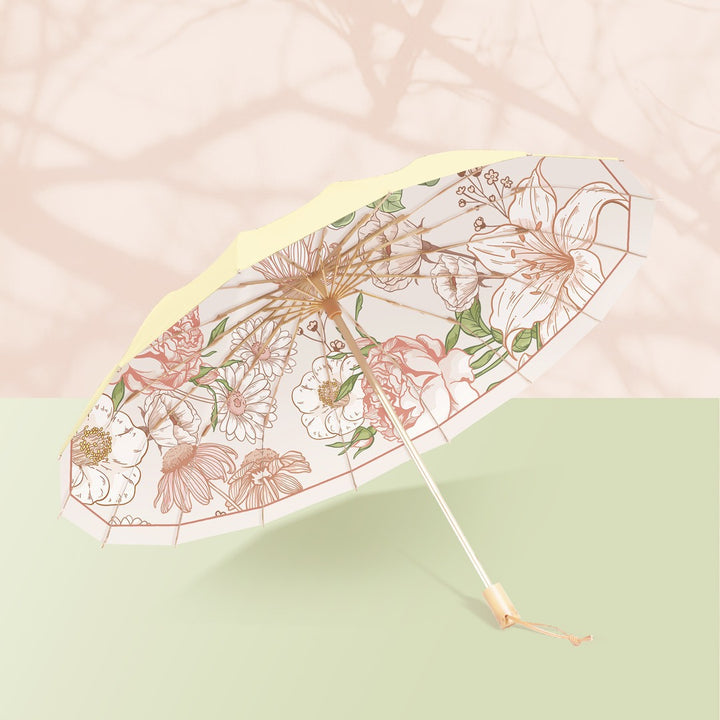 Ladies elegant folding umbrella with floral patterns Stornfield