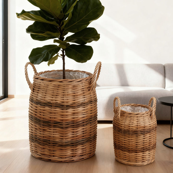 Handcrafted storage basket with natural fiber Stornfield