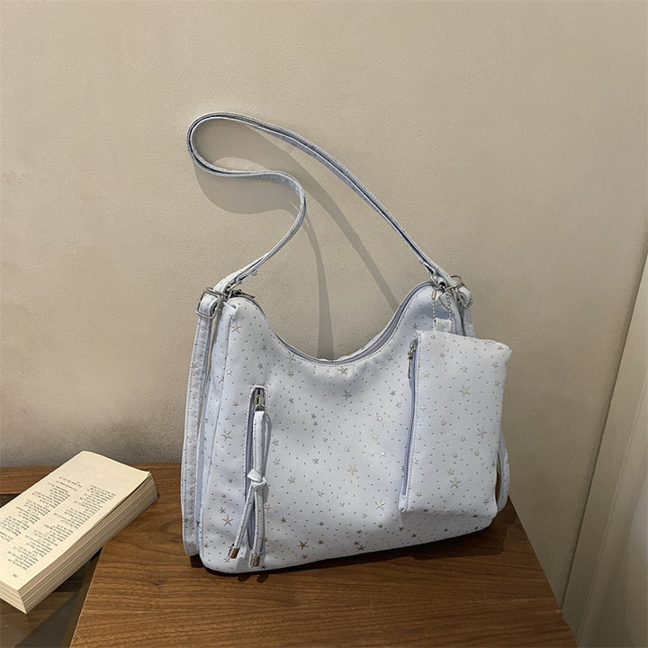 Star-Embellished Hobo Handbag