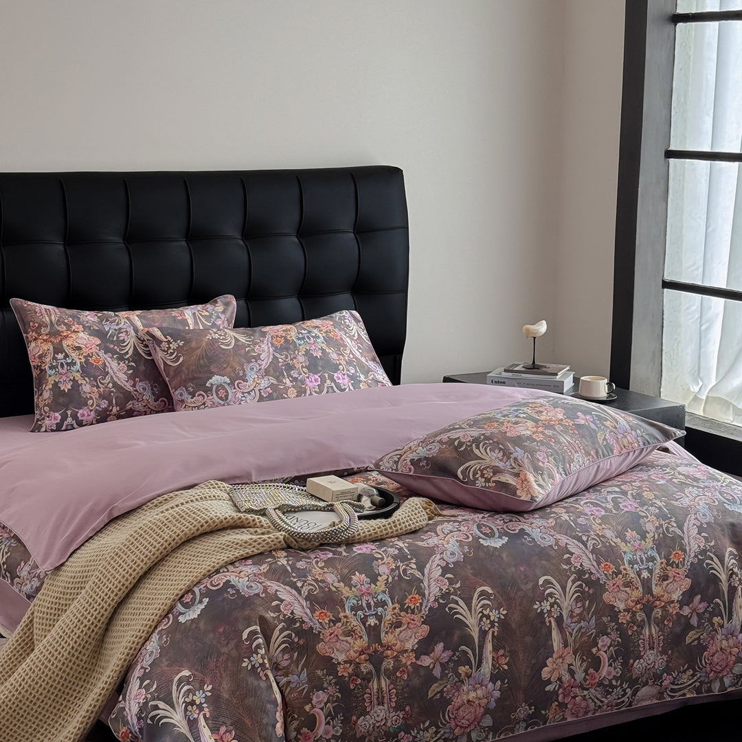 Floral Reversible Cotton Sateen Duvet Cover Set
