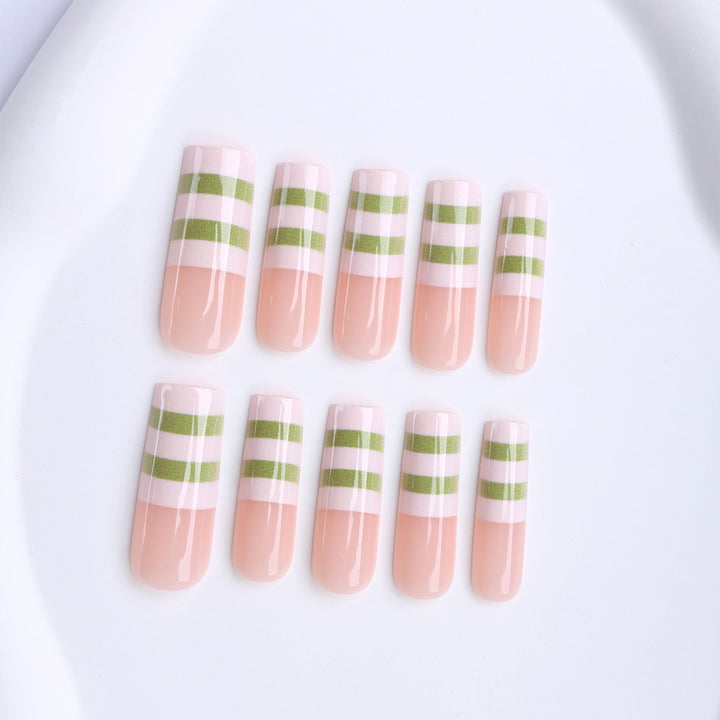 Fashionable artificial nails with contemporary stripe pattern Stornfield