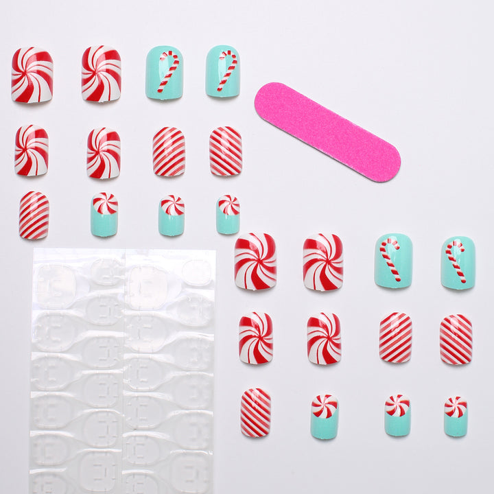 Festive Candy Cane Press-On Nails Stornfield