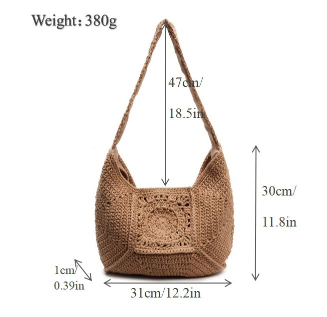 Macrame Shoulder Bag with Decorative Crochet Pattern Stornfield
