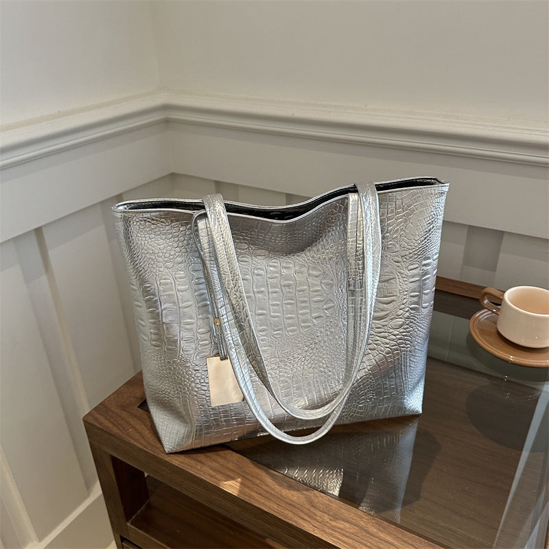 Textured Faux Leather Tote