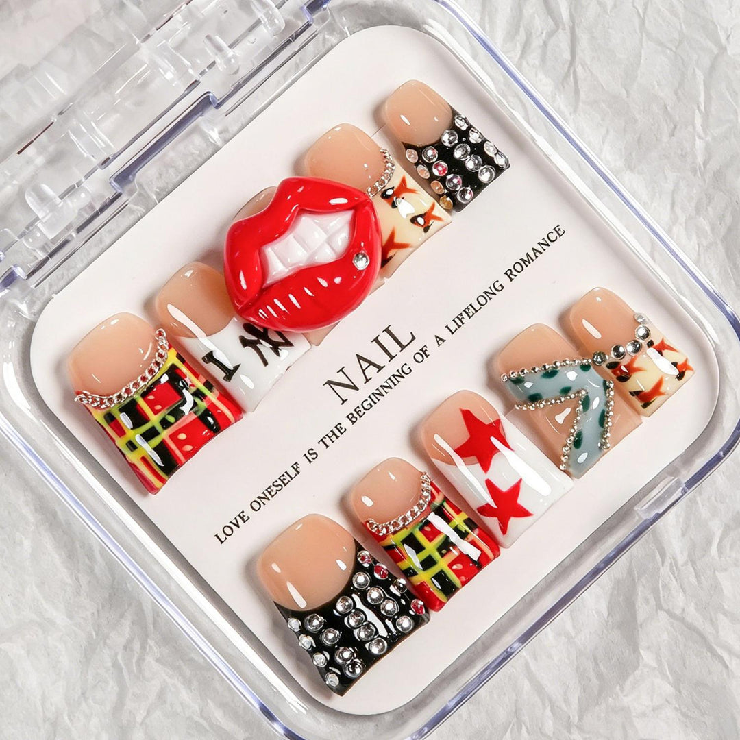 Artistic Press-On Nail Kit with Fun Designs