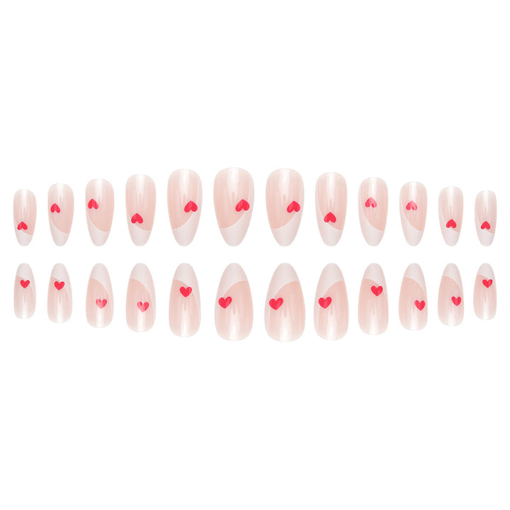 Elegant French Tip Press-On Nails with Heart Accents Stornfield