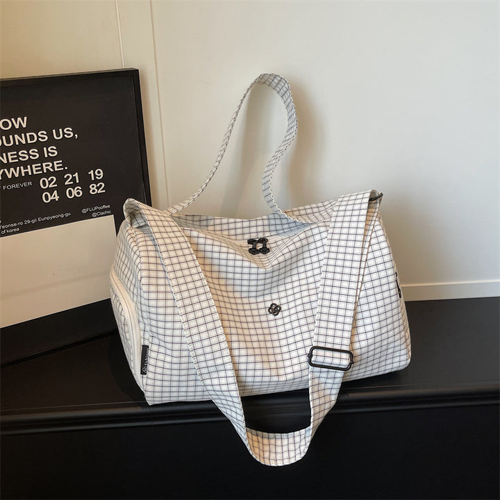 Trendy Grid Pattern Travel Duffel