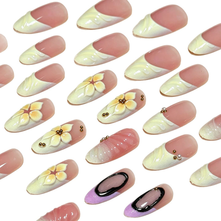 Artistic 3D Floral Press-On Nail Extensions Stornfield