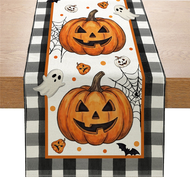Halloween Jack-o'-Lantern Decorative Cotton Table Runner