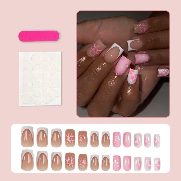 Acrylic nail set with floral and glamorous design Stornfield