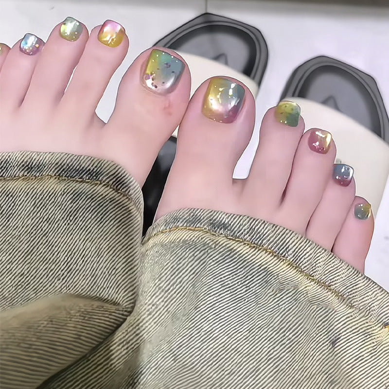 High-Quality Press-On Nail Art Set with Iridescent Finish Stornfield