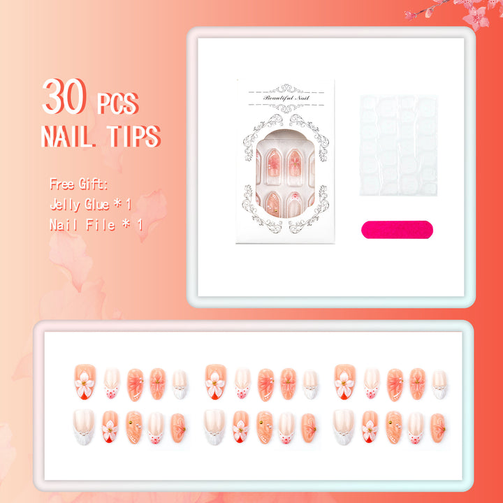 Floral Decorative Press-On Nail Art Set 1790738810