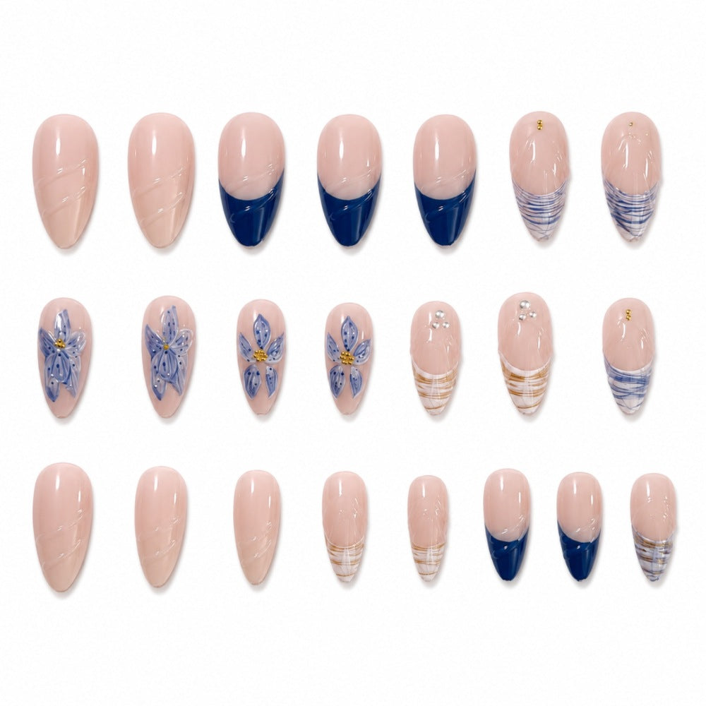 Artificial nails with floral design and elegant tips Stornfield